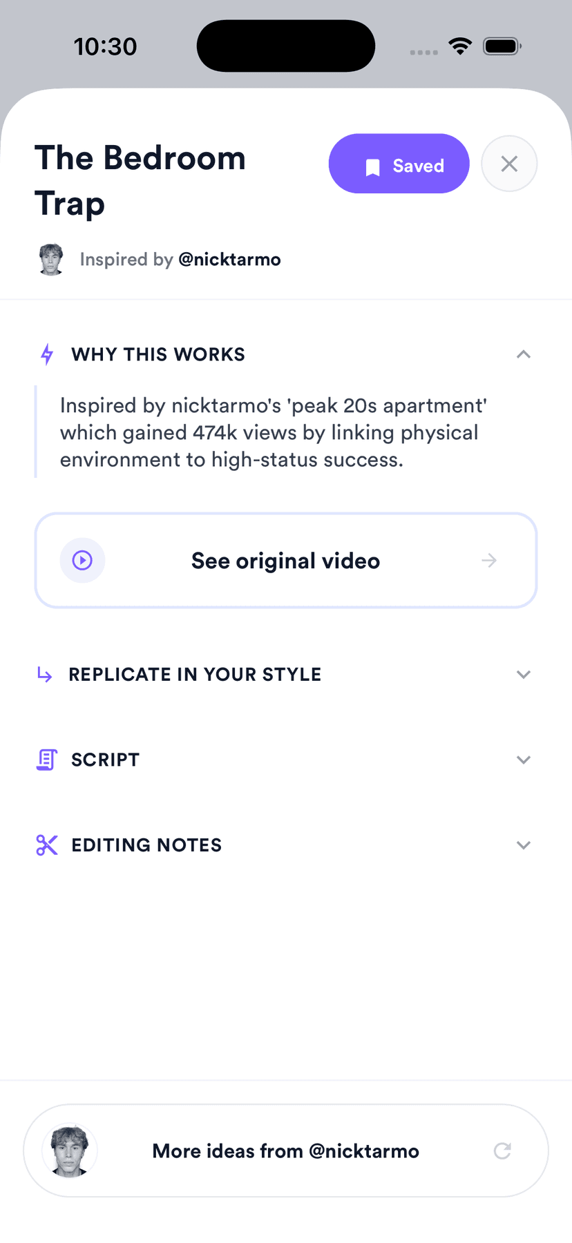 Creafico app turning competitor videos into scripts